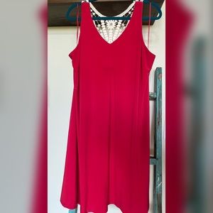 Lane Bryant red swing dress with crochet back